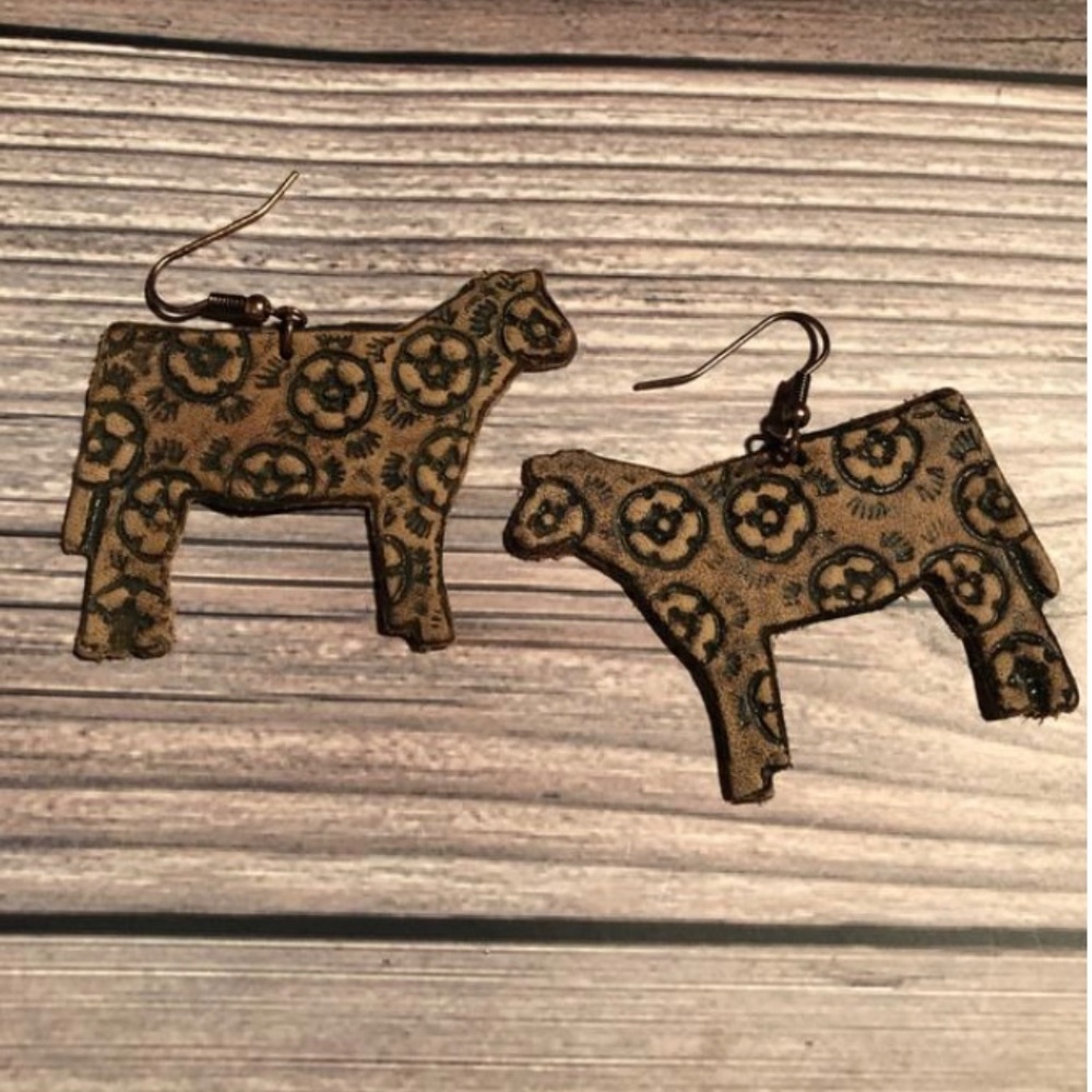 Leather Cow Earrings (ONE LEFT)